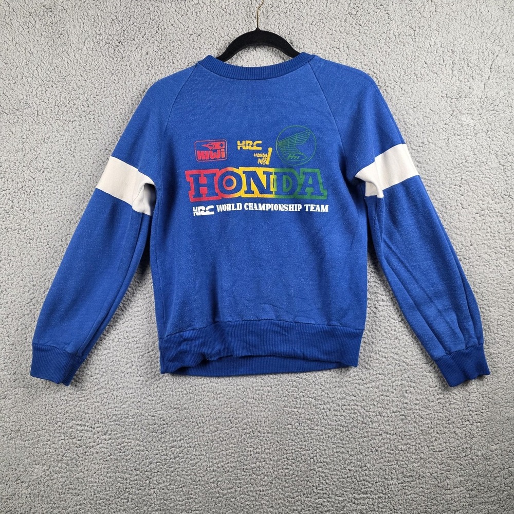 Vintage Honda Sweatshirt Mens 40 Blue‎ Racing HRC World Championship Team